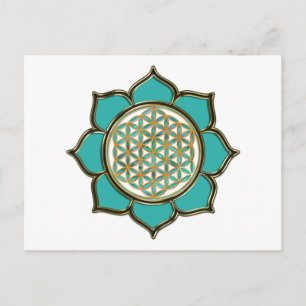 Cartão Postal Blume des Lebens Lotus - türkis / transparente