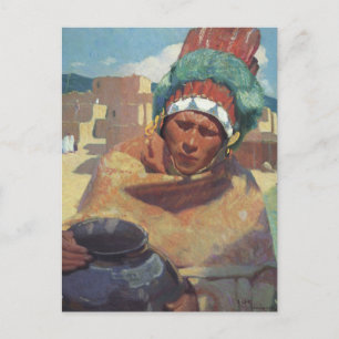 Cartão Postal Blumenschein, retrato índio nativo americano do T