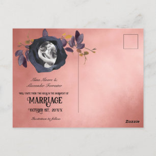 Cartão Postal Blush Black Rosa Photo Salve Nossa Data