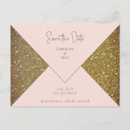 Cartão Postal Blush e Dourado Glam Weding (Salvar data)