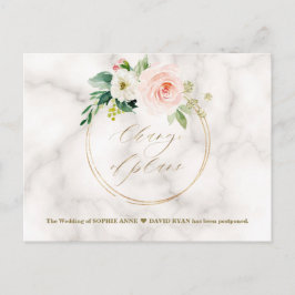 Cartão Postal Blush Floral Marble Mudança Dourada De Planos Casa