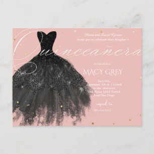 Cartão Postal Blush Floral Quinceañera 15º Aniversário
