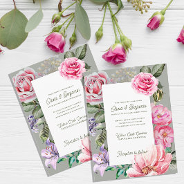 Cartão Postal Blush Garden Romantic Floral Wedding Invitation