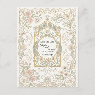 Cartão Postal Blush Gold Barroco Save the Date