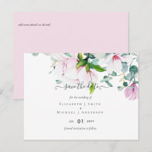 Cartão Postal Blush Pink Magnolia Salve as Datas