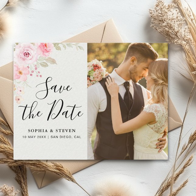 Cartão Postal Blush Rose-Themed Elegant Wedding (Criador carregado)