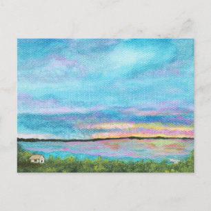 Cartão Postal Boa Manhã Paisagem Arte Seashore Praia Sunrise
