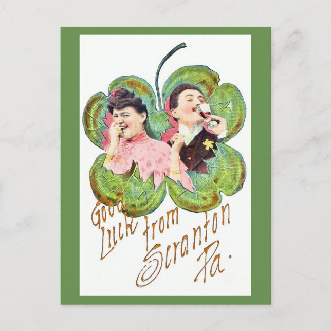 Cartão Postal Boa Sorte da Placa Postada PA Scranton (Frente)