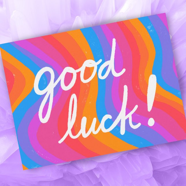 Cartão Postal BOA SORTE Legal e divertidas  (GOOD LUCK Colorful Cool & Fun Stripes Postcard
)