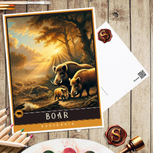 Cartão Postal Boar   Cartão-postal para animais de cunhagem fami