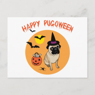 Cartão Postal Boas Camisetas de Pugentre de Halloween, presentes