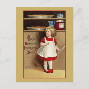 Cartão Postal Boas Desejos pela Vintagem do Dia de Ação de Graça