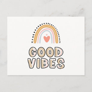 Cartão Postal Boas Vibes - Arco-Íris - Letra Boho