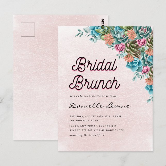 Cartão Postal Boas-vindas ao Chá de fraldas de Verão com Sucultu (Frente/Verso)