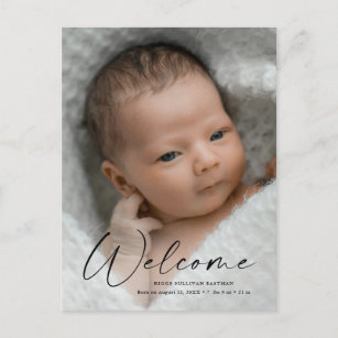 Cartão Postal Boas-vindas ao nascimento da Foto do Bebê do Scrip