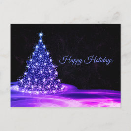 Cartão Postal Boas-vindas de Natal Azul, Rosa, Brilhante Inverno