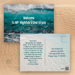 Cartão Postal Boas-vindas de Volta às Aulas Estudantes Ondas do