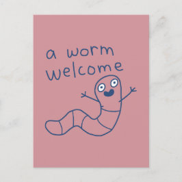 Cartão Postal Boas-vindas engraçadas de uma minhoca Cute Piada D