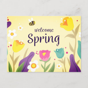 Cartão Postal Boas-vindas Floral de Primavera
