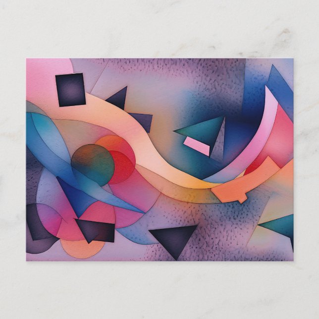 Cartão Postal "Boat On Water" Arte Abstrato Contemporânea (Frente)