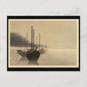 Cartão Postal Boats in the Mist por Seitei Watanabe 1851-1918