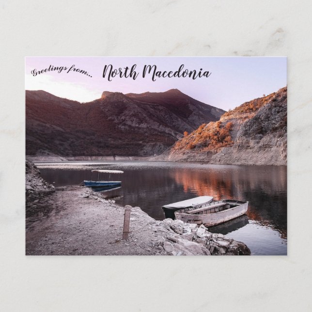 Cartão Postal Boats on Lake Kozjak North Macedonia (Frente)