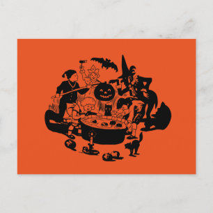 Cartão Postal Bobbing de Maçã Preta e Branca