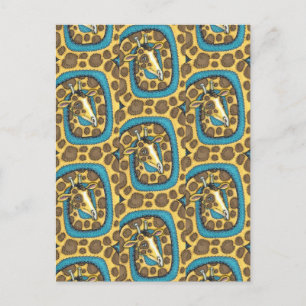 CARTÃO POSTAL BOBO GIRAFFE LONG NECK E SPOTS, ARTE FOLK ENGRAÇA