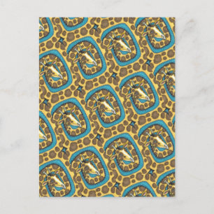 CARTÃO POSTAL BOBO GIRAFFE LONG NECK E SPOTS, ARTE FOLK ENGRAÇAD