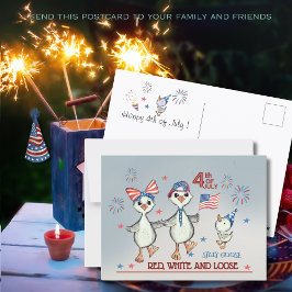Cartão Postal Bobo Goose Family Red, White e Loose 4 de julho