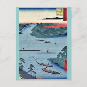 Cartão Postal Boca do rio Nakagawa por Ando, Hiroshige Ukiyoe.