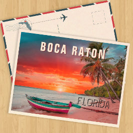 Cartão Postal Boca Raton Flórida Palmeira Praia Vintage Década d