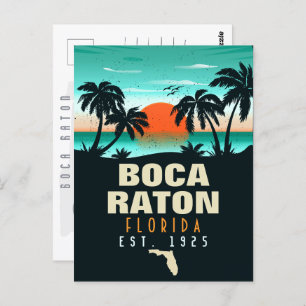 Cartão Postal Boca Raton Florida Retro Sunset Beach Souvenirs