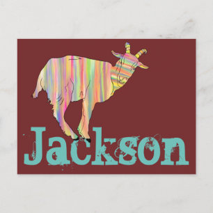 Cartão Postal Bode Listrado Jackson Colorido Animal Artístico Fu