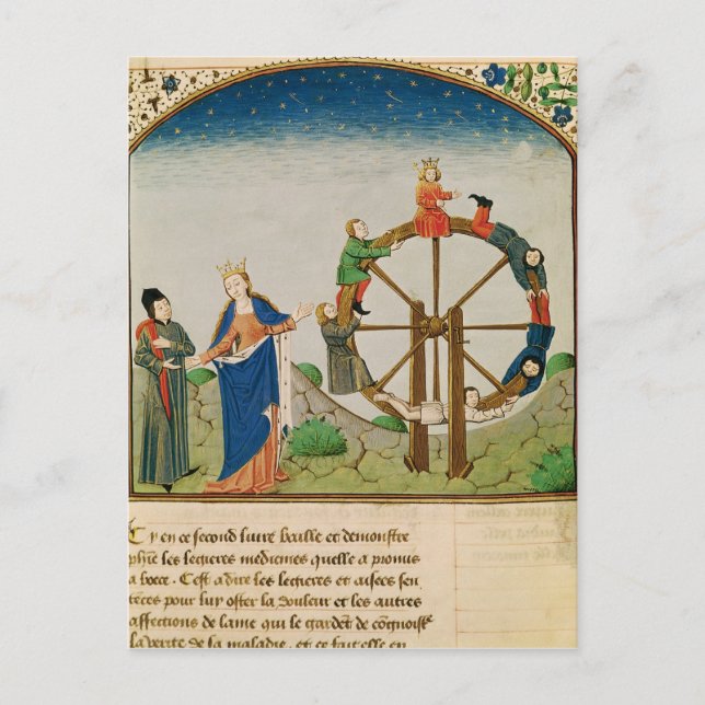 Cartão Postal Boethius com a roda da fortuna (Frente)