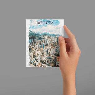 Cartão Postal Bogotá Colômbia Vista da Cidade Aquarela