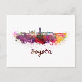 Cartão Postal Bogota v2 skyline em aquarela
