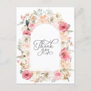 Cartão Postal Bohemian Boho watercolor Obrigado chic floral eleg