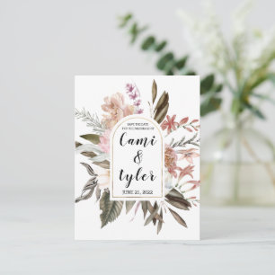 Cartão Postal Bohemian Rosa Salve a data de casamento