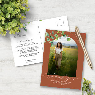 Cartão Postal Boho Arch Ivy Terra Cotta Bro Formando Obrigado