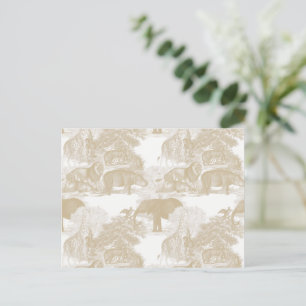 Cartão Postal Boho Beige Selgle Animal Safari Chinoiserie