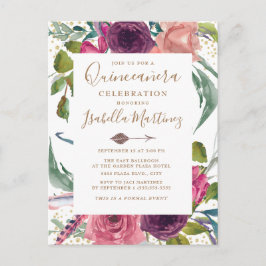 Cartão Postal Boho Burgundy Blush Cor-de-Rosa