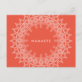Cartão Postal Boho Chic Mandala Namaste Yoga Coral Postcard