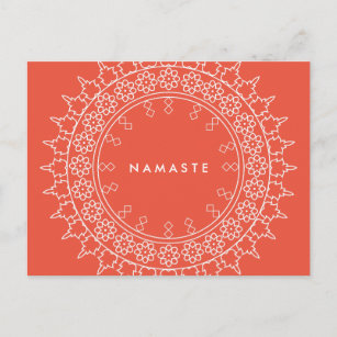 Cartão Postal Boho Chic Mandala Namaste Yoga Coral Postcard