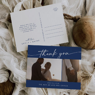 Cartão Postal Boho Chic Royal Blue Weding Foto Muito Obrigado