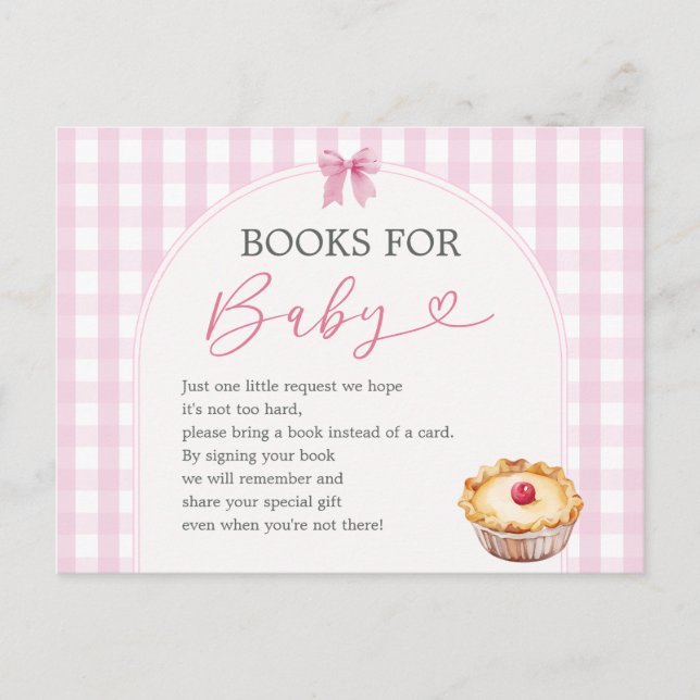 Cartão Postal Boho Cutie Pie Pink Gingham Livros para Bebê (Frente)