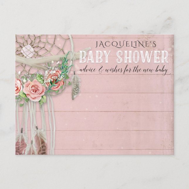 Cartão Postal BOHO Dream Catcher Floral Advist Girl Chá de frald (Frente)