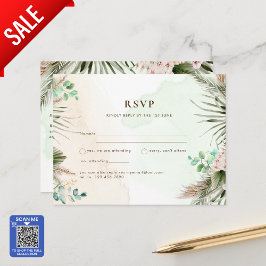 Cartão Postal BoHO Eucalyptus Pampas Grass Casamento Greenery