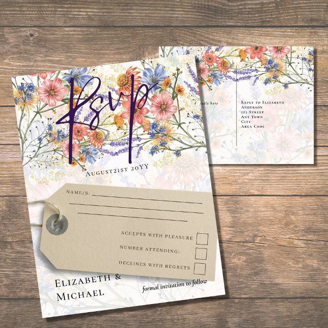 Cartão Postal Boho Floral RSVP (Criador carregado)