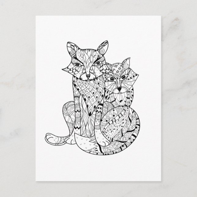 Cartão Postal Boho Fox Doodle (Frente)